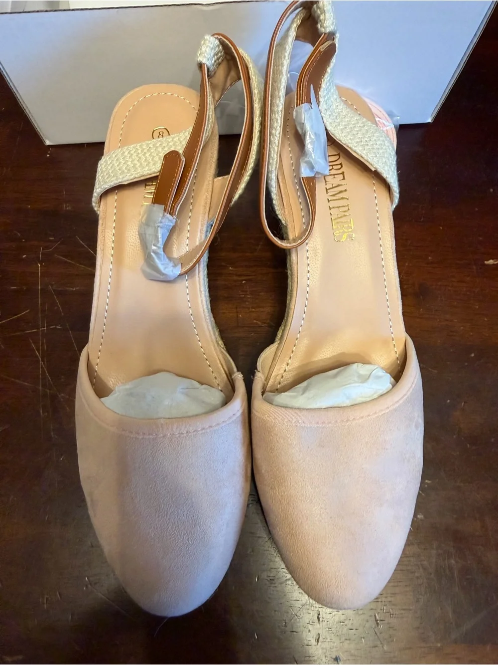 Dream Pairs Blush Pink Suede Slingback Flats with Elastic Strap